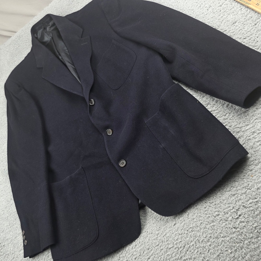 J. Crew Mens Navy Blue Wool Cashmere Blend 3-Button Blazer Sport Coat Size L